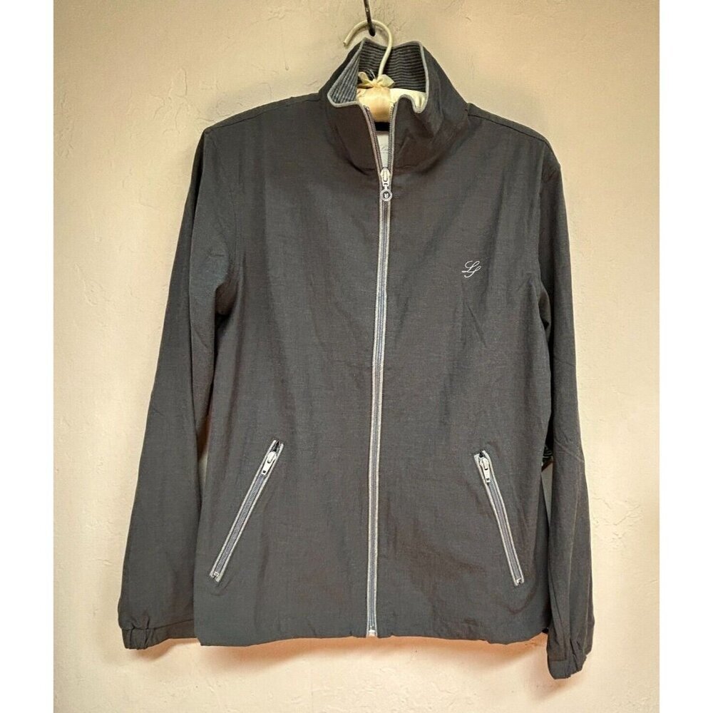 New Linksoul Women's Small Full-Zip Windbreaker Jacket Black Pockets Lightweight